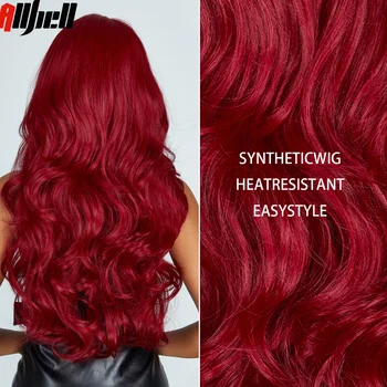 Бордово-красный Синтетический парик с челкой из натуральных волнистых волос для женщин, винно-красный, для косплея на Хэллоуин, для вечеринок, Повседневные парики, термостойкие