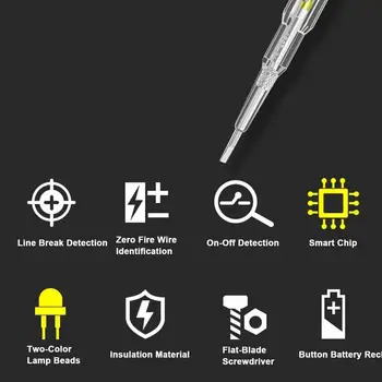 Бесконтактный тестер напряжения со светодиодным фонариком, ручка-детектор напряжения, электрический тестер, вольтметр, детектор мощности, электрический