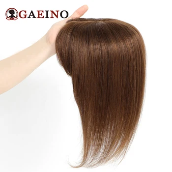 Топперы из прямых человеческих волос с 3 зажимами для наращивания волос, женские шиньоны из натурального Реми, топпер с челкой 150% плотности