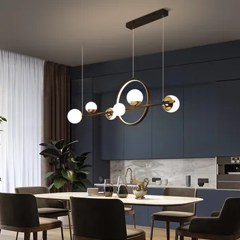 Современный скандинавский дизайн, светодиодная люстра для столовой, Кухонный стол, Потолочный подвесной светильник, Белый шар, подвесной светильник с дистанционным управлением