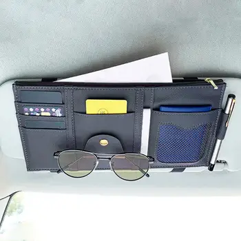Органайзер для солнцезащитного козырька автомобиля, Кожаная ткань, Стильная индивидуальная сумка для хранения, Многофункциональная автомобильная сумка для хранения очков и аксессуаров