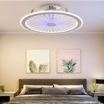 Белый потолочный вентилятор Акриловая интеллектуальная лампа современный дизайн светодиодная креативная симпатичная лампа спальня кабинет ресторан кухонный вентилятор свет