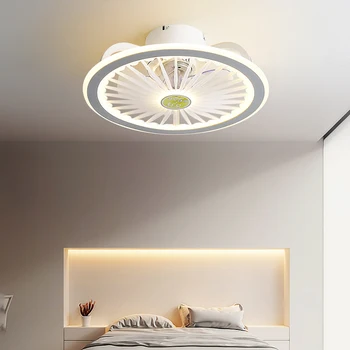 Белый потолочный вентилятор Акриловая интеллектуальная лампа современный дизайн светодиодная креативная симпатичная лампа спальня кабинет ресторан кухонный вентилятор свет