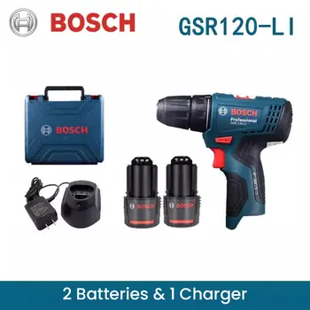 Электрическая дрель Bosch GSR120-LI, аккумуляторная отвертка, электроинструменты с прямым обратным вращением, 20-уровневый крутящий момент, 2 режима работы от двойной батареи