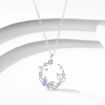 Серебряное ожерелье с бабочкой и цирконом для женщин, сладкие ювелирные подарки, Оптовая продажа, ювелирные украшения, комплектация joyeria