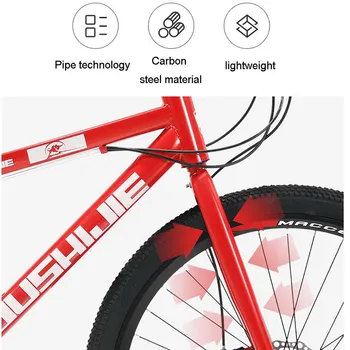 26-дюймовый горный велосипед для студентов и взрослых, велосипед для бега по пересеченной местности, дисковый тормоз с переменной скоростью, рама вилки из высокоуглеродистой стали, толстая рама