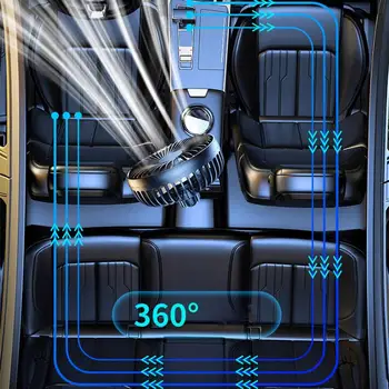 Универсальный автомобильный вентилятор USB, Двуглавый, тихий И портативный, Зеркало заднего вида, Автоматический вентилятор охлаждения, Автостайлинг, Аксессуары для интерьера автомобиля