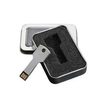 2023 Новая Бесплатная Изготовленная На Заказ Модель Металлического ключа с логотипом для Лазерной Гравировки USB2.0 Флэш-Накопитель 128 ГБ 64 ГБ 2 ГБ и Прозрачная Металлическая Коробка