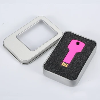 2023 Новая Бесплатная Изготовленная На Заказ Модель Металлического ключа с логотипом для Лазерной Гравировки USB2.0 Флэш-Накопитель 128 ГБ 64 ГБ 2 ГБ и Прозрачная Металлическая Коробка