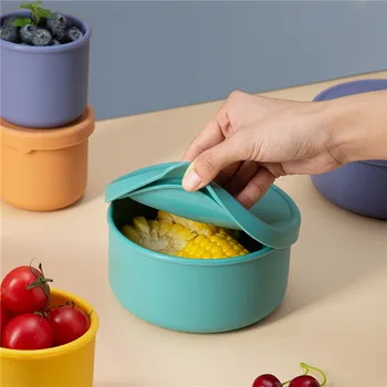Круглая силиконовая коробка для ланча Герметичный Силиконовый контейнер для еды Микроволновая Печь Посудомоечная Машина Принадлежности для фритюрницы