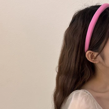 Корейская милая тонкая однотонная повязка на голову ярких цветов, нескользящие обручи для волос, ободки для женщин, Аксессуары для волос для девочек