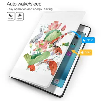 Чехол Koi And Lotus для iPad 2022 10,5-10,2 дюймов с держателем для карандашей, Искусственная кожа, Тонкий, Ударопрочный, Автоматический режим сна/пробуждения